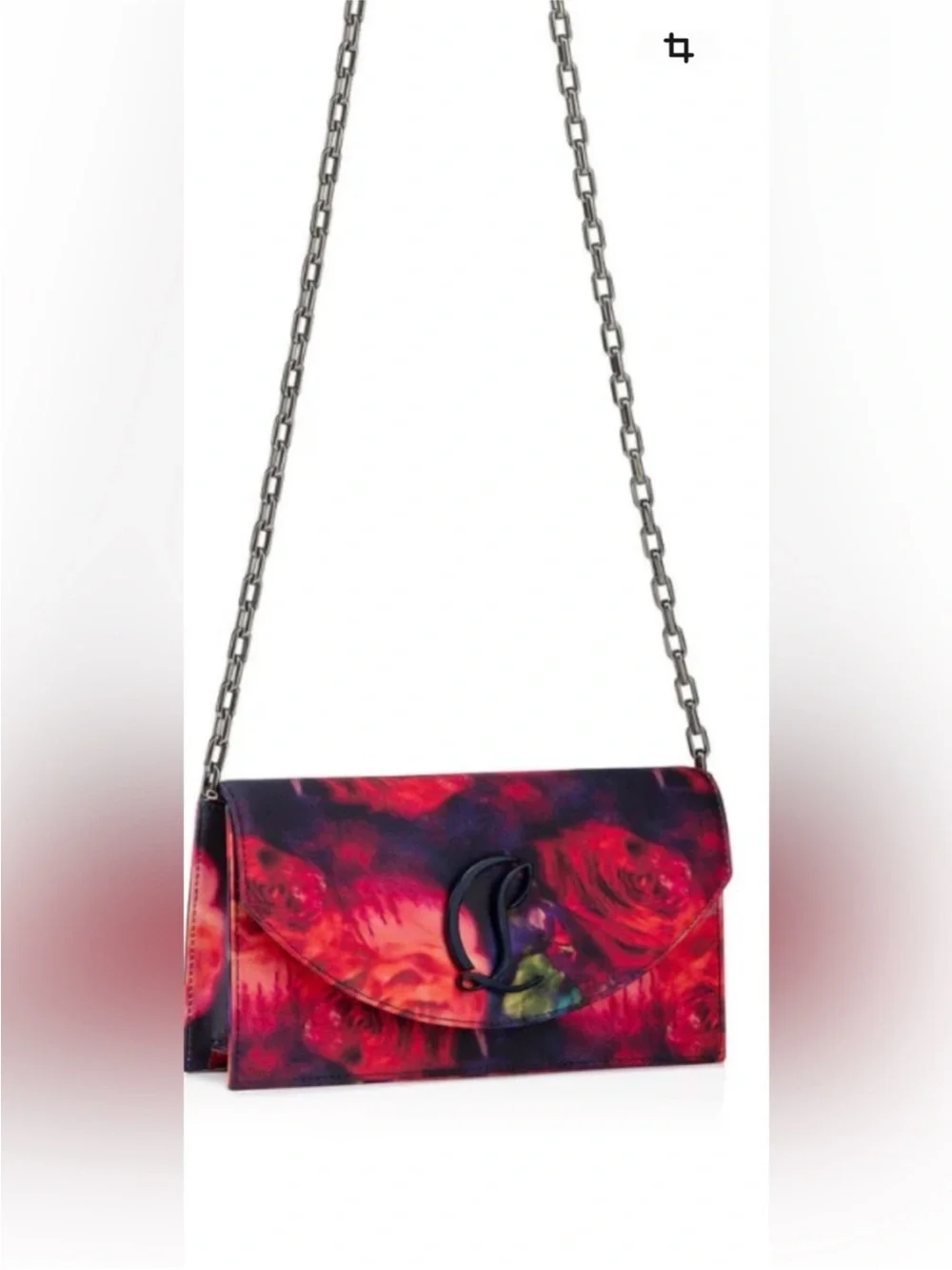 Women’s Christian Louboutin LOUBI 54 floral satin clutch/Crossbody made in Italy